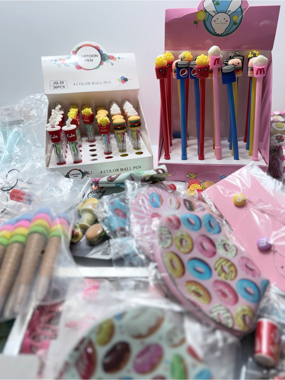 25-Piece Junk Food Themed Mixed Lot Fun Foodie Bundle Pens Erasers Socks Jewelry - Picture 10 of 12